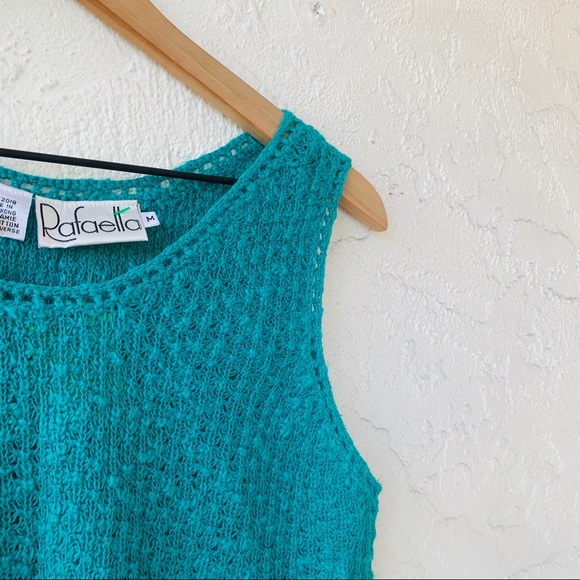 vintage 90s knit bright green sweater style tank - Picture 3 of 4